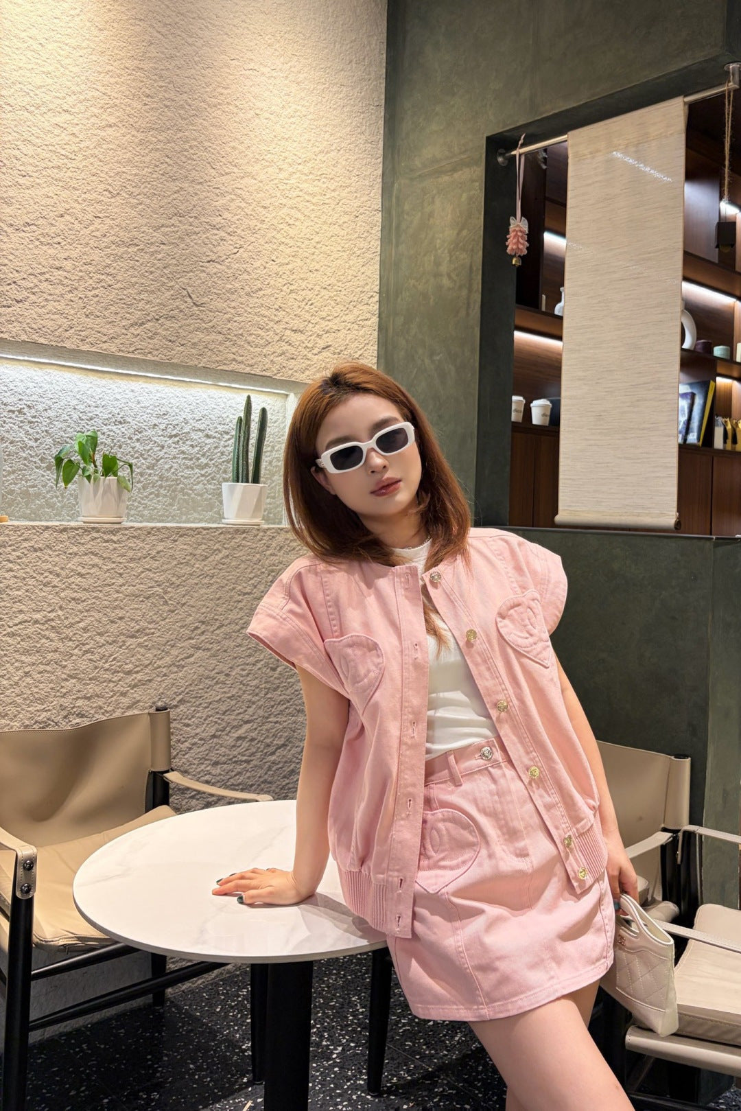 26ss Heart-shaped Denim Midi Skirt