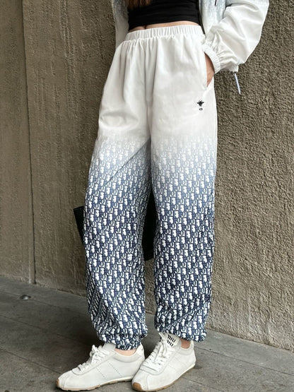 26ss Gradient color elastic waist casual pants
