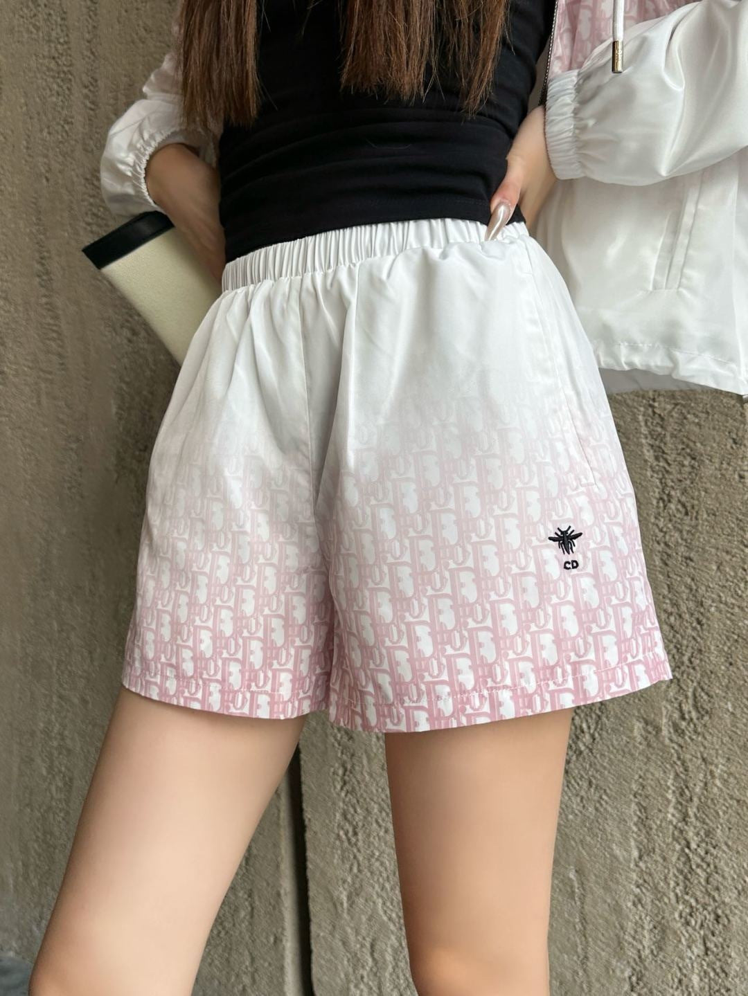 26ss Gradient logo elastic waist shorts