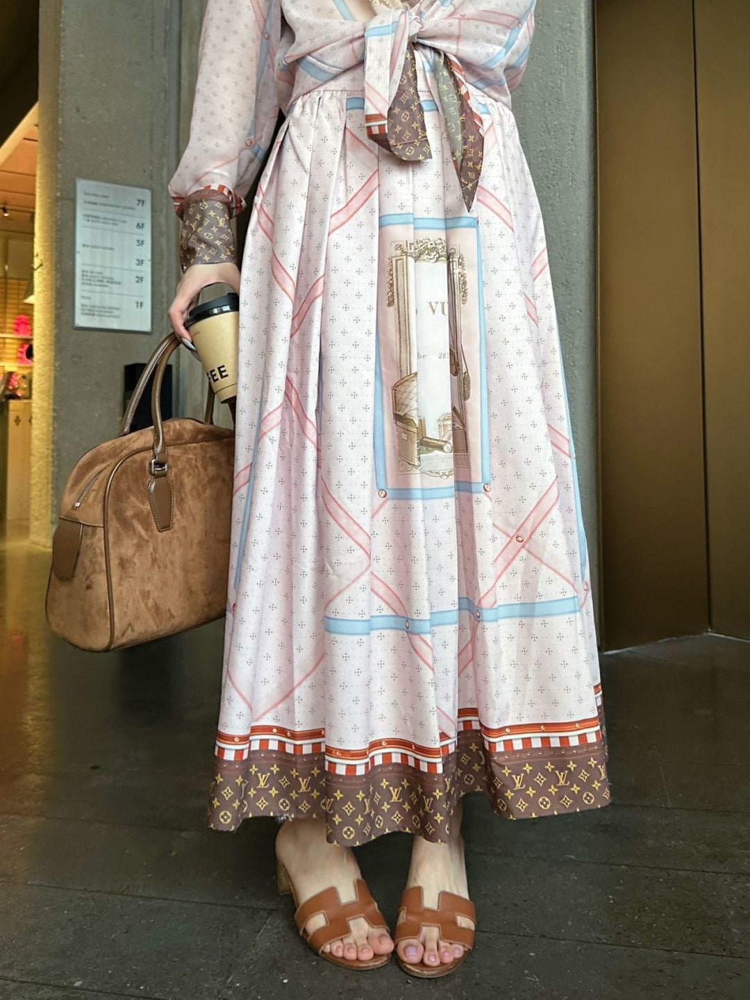 26ss Printed Sheer Shirt/Pleated Skirt