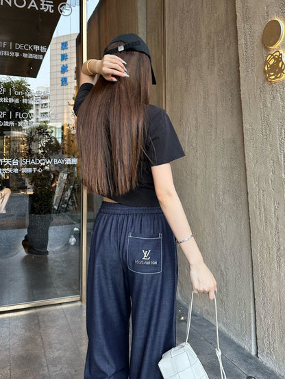 26ss Wide-leg, lightweight denim trousers