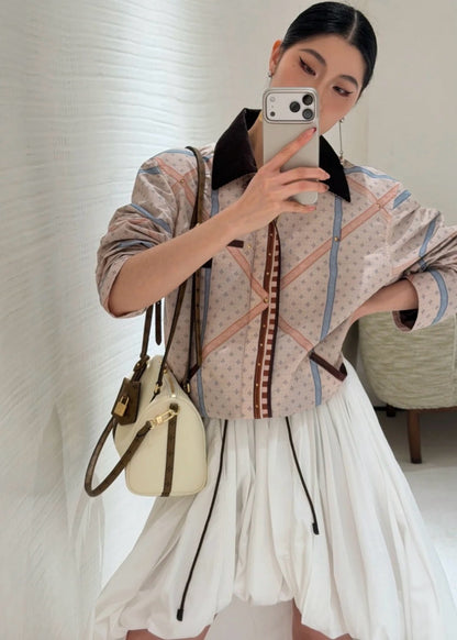 26ss Color-blocked collared printed jacket