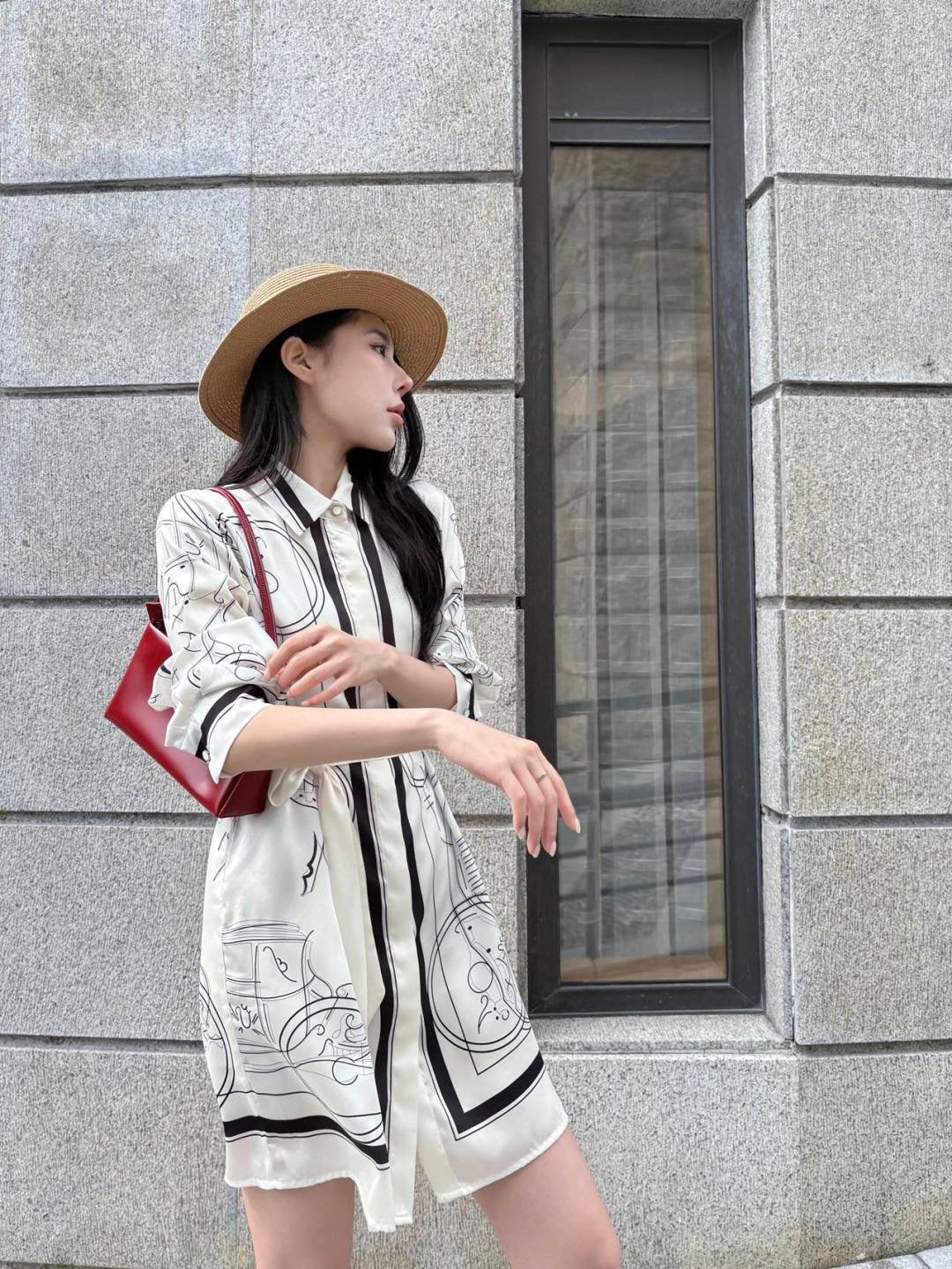 26ss Printed Belt Dress