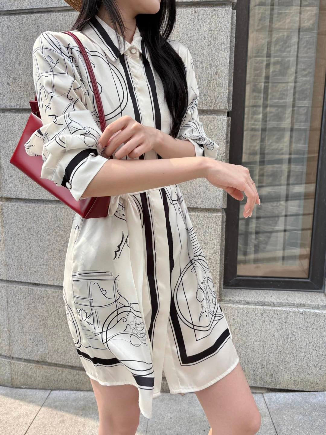 26ss Printed Belt Dress