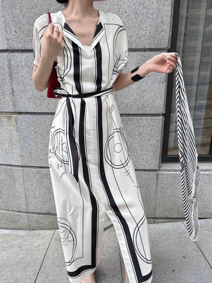 26ss Printed Belt Long Dress