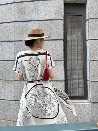 26ss Printed Belt Long Dress