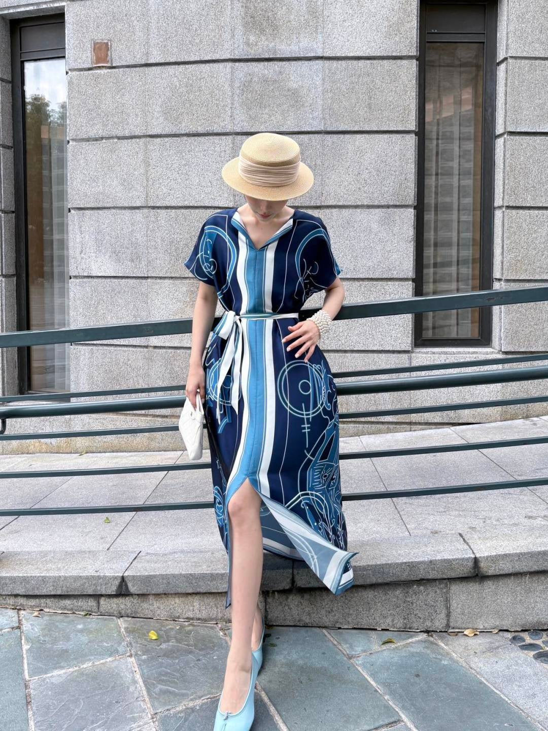 26ss Printed Belt Long Dress