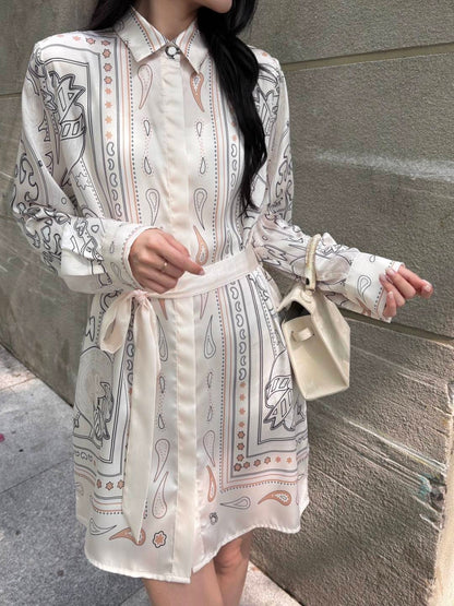 26ss Printed Belt Dress