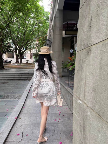 26ss Printed Belt Dress