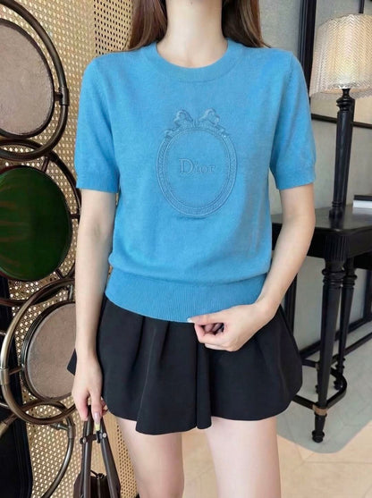 26ss Logo Embroidered Knit T-Shirt