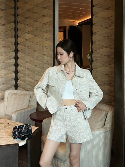 26ss Jacquard logo denim shorts