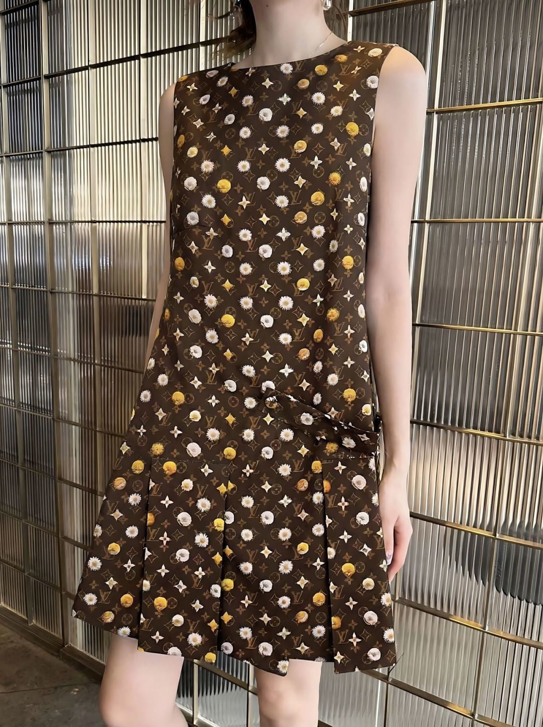 26ss Printed sleeveless dress