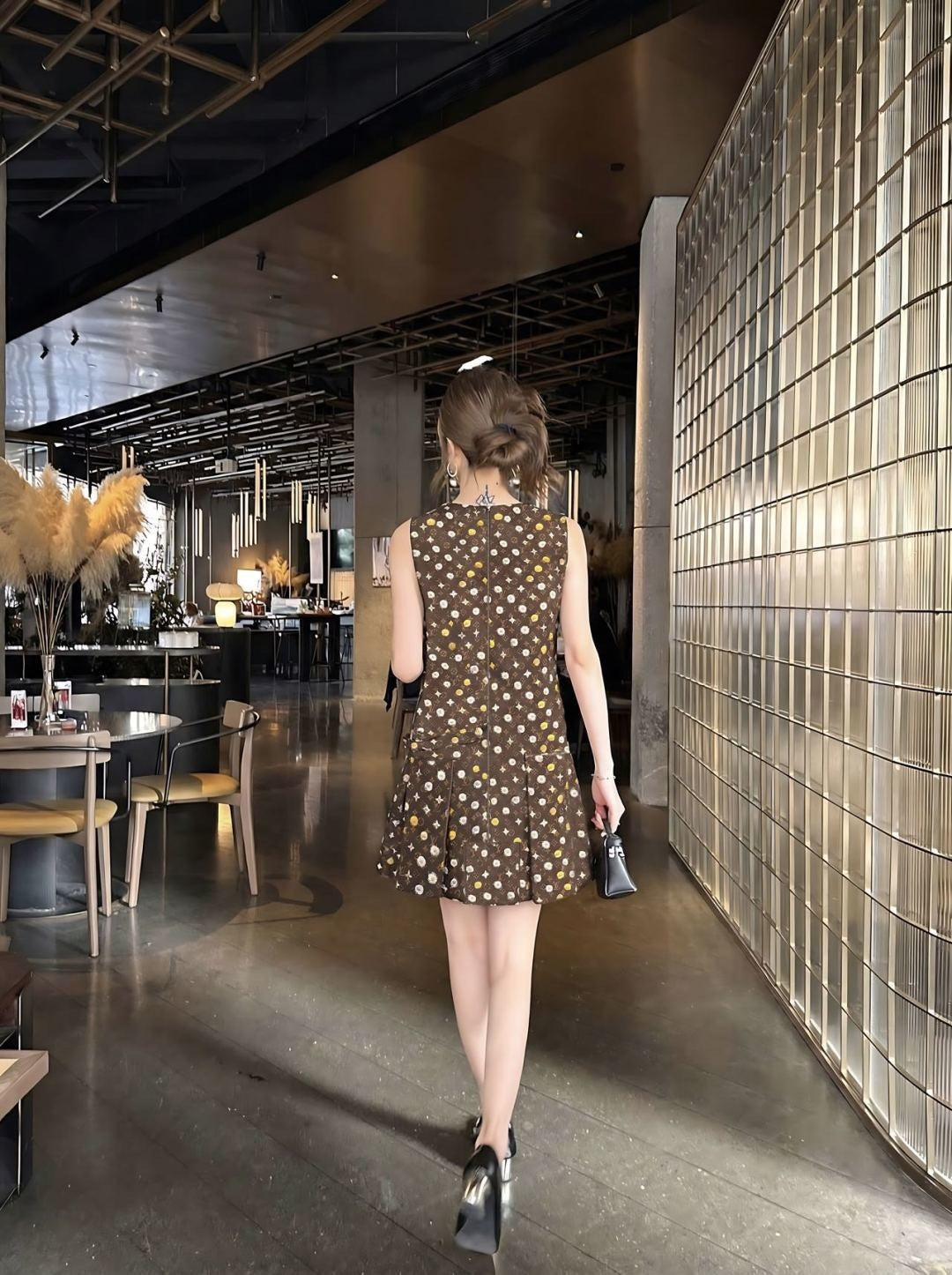 26ss Printed sleeveless dress