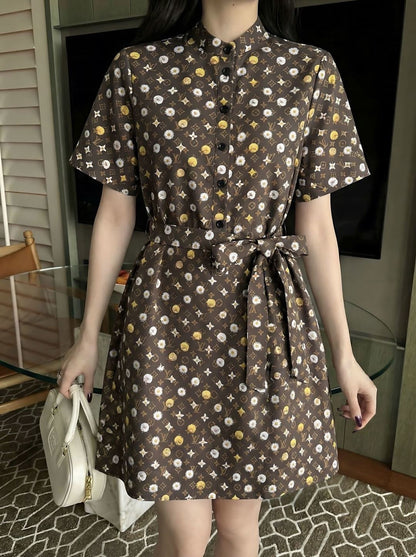 26ss Printed Short-Sleeve Dress
