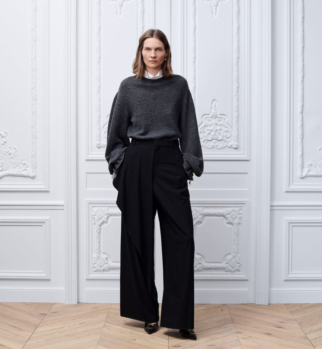 26ss Wide-Leg Trousers with Belt Detail