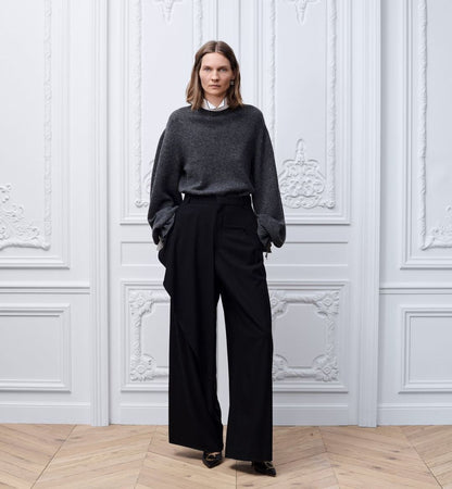 26ss Wide-Leg Trousers with Belt Detail