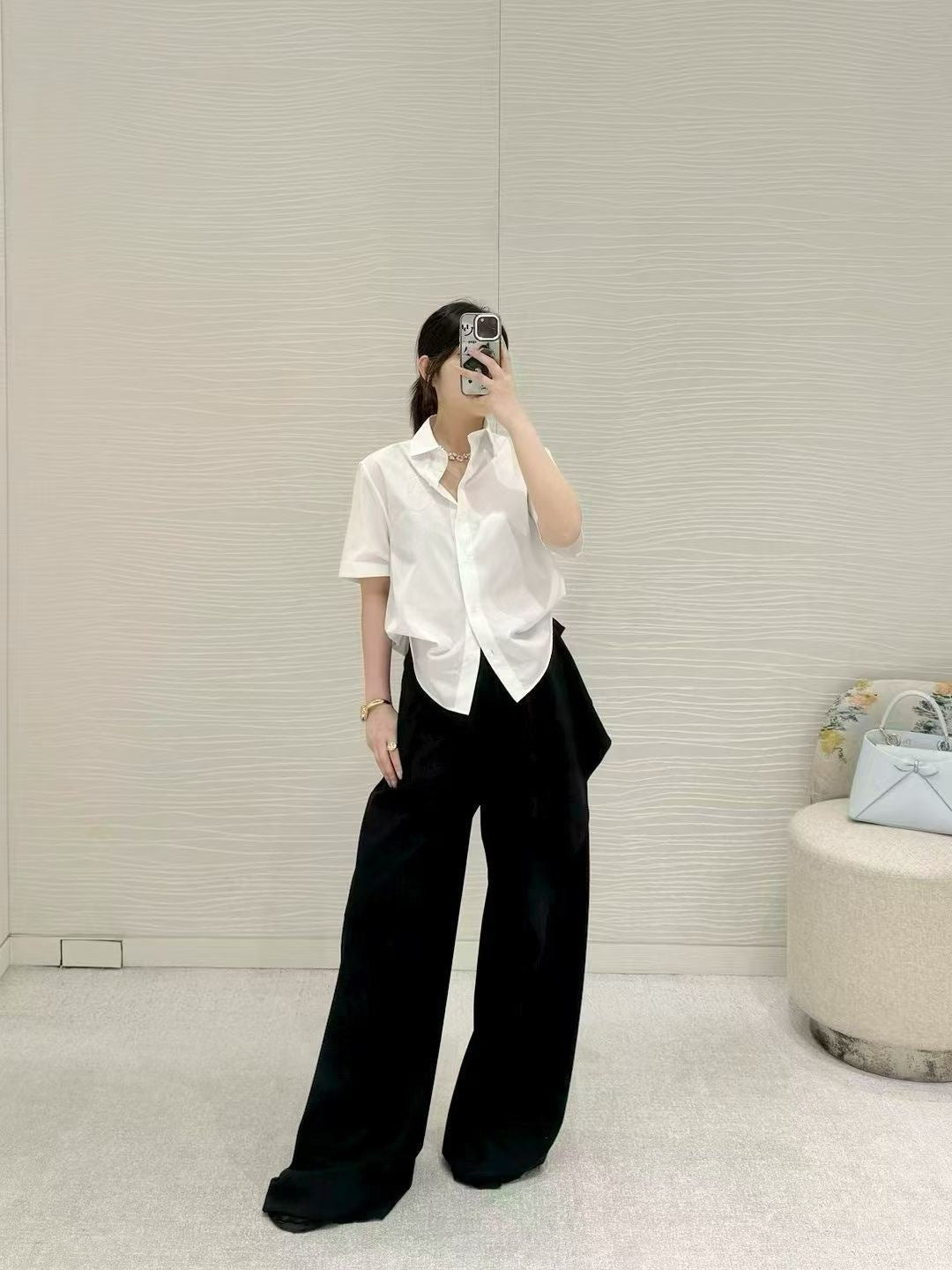 26ss Wide-Leg Trousers with Belt Detail