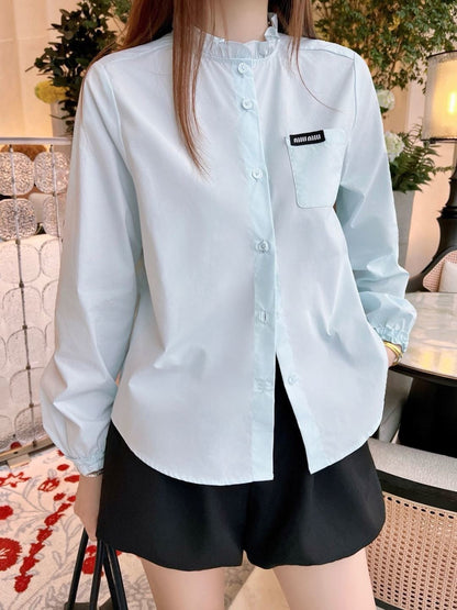 26ss Ruffled stand collar shirt