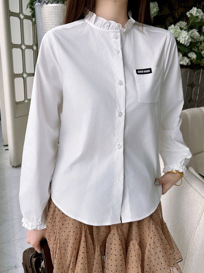 26ss Ruffled stand collar shirt