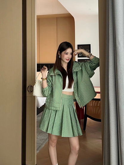 26ss Youthful pleated jacket /skirt