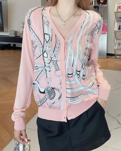 26ss Printed Pattern Knit Cardigan