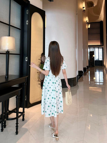26ss Four-leaf clover maxi dress