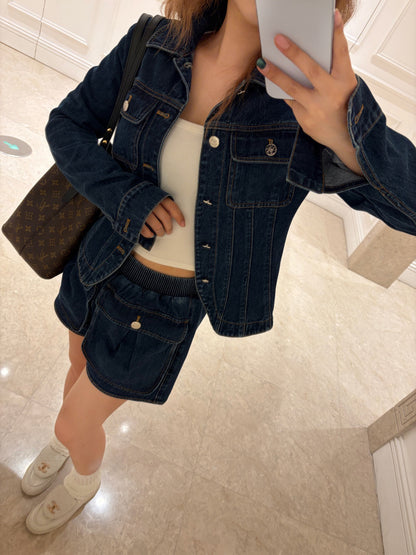 26ss Denim Jacket with a cinched waist