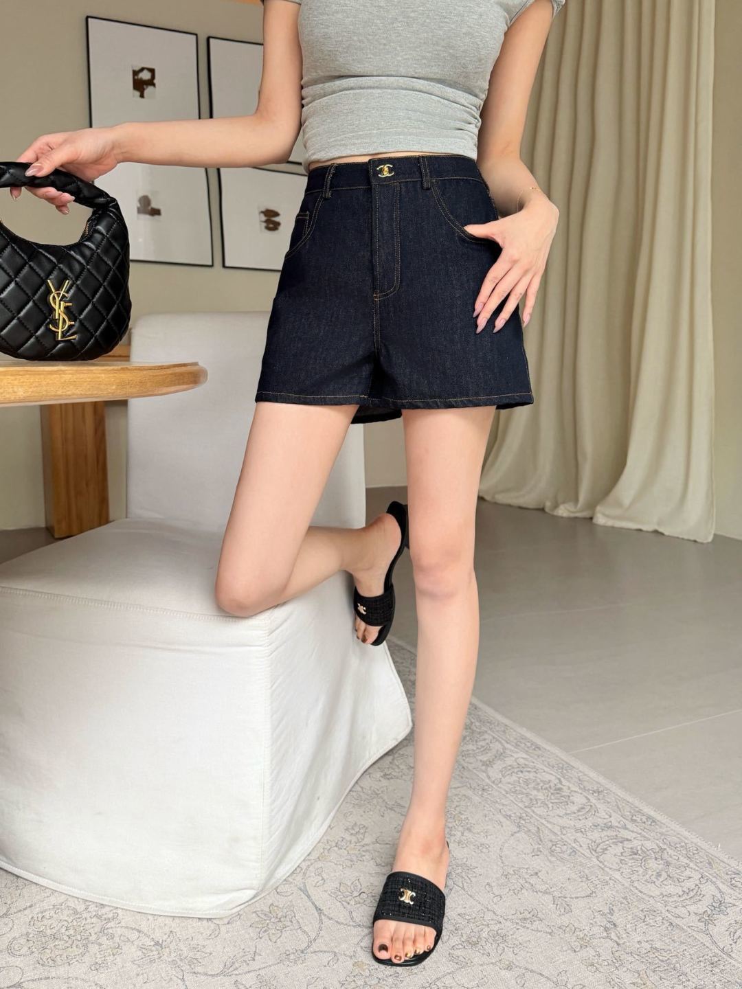 26ss Double C twist metal buckle shorts