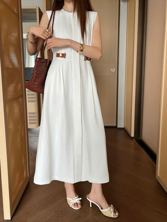 26ss Double-sided leather buckle dress