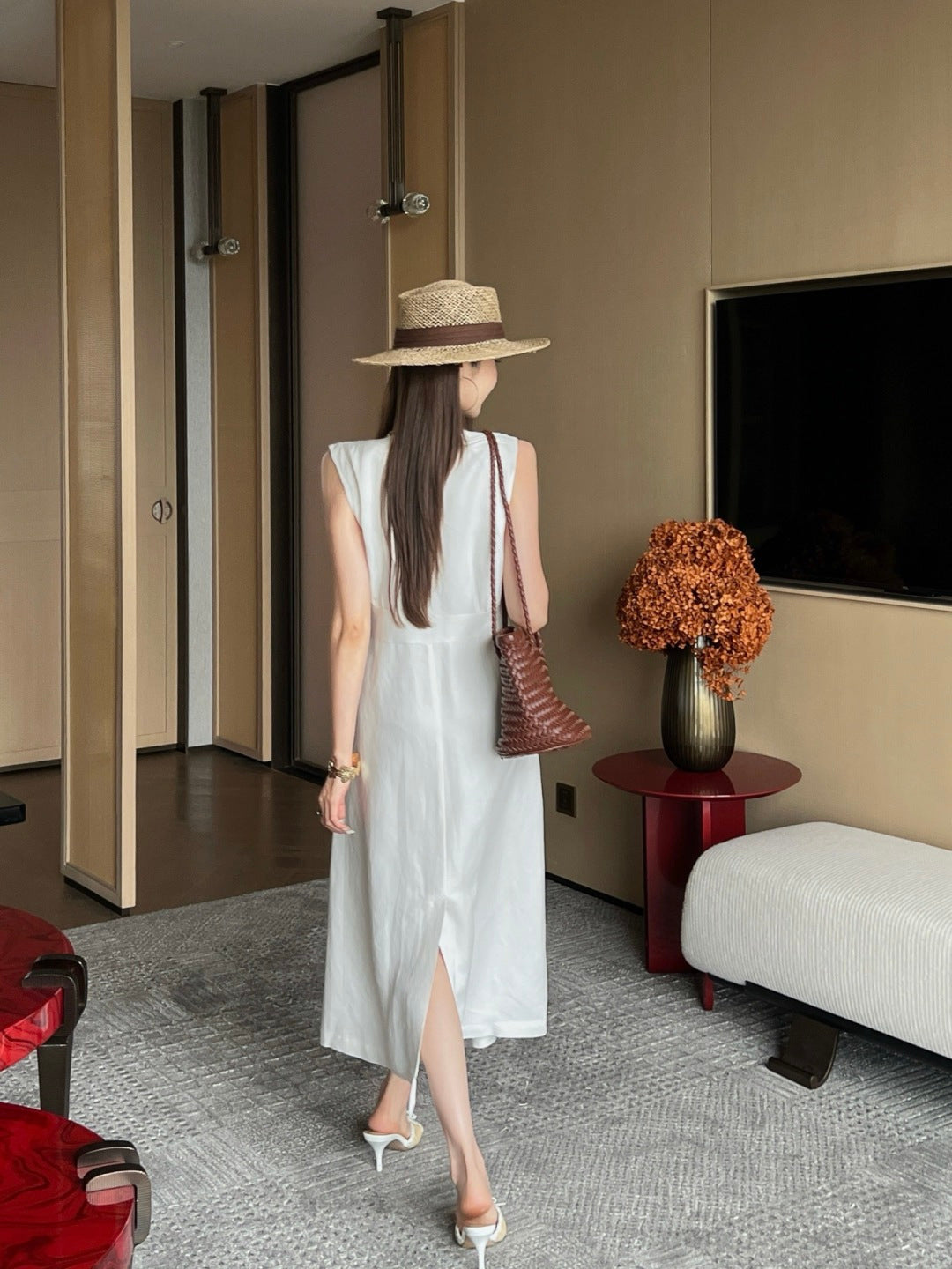 26ss Double-sided leather buckle dress