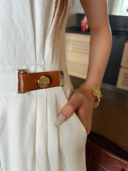 26ss Double-sided leather buckle dress