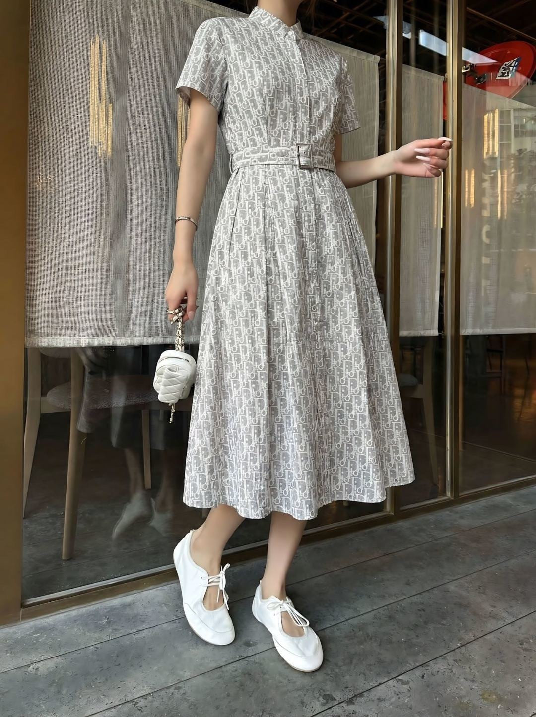 26ss Jacquard Long Pleated Dress
