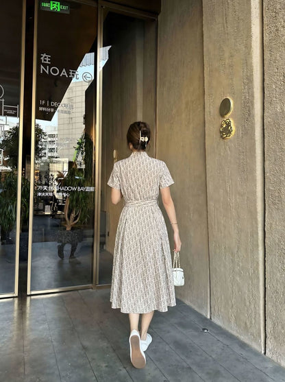 26ss Jacquard Long Pleated Dress