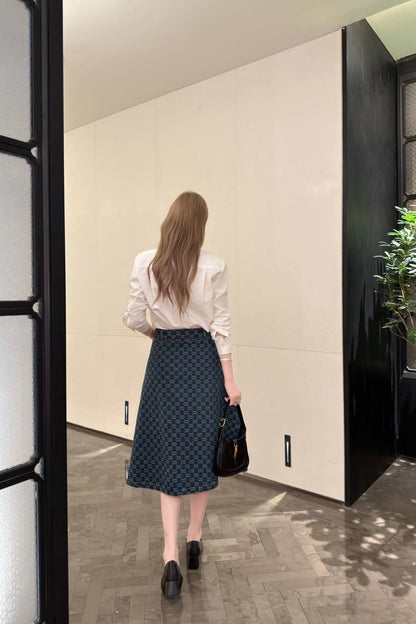 26ss Jacquard Denim Midi Skirt