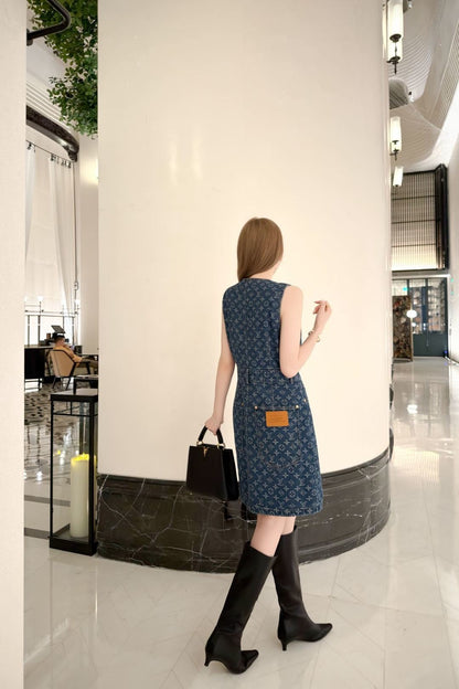 26ss Jacquard Denim Sleeveless Dress