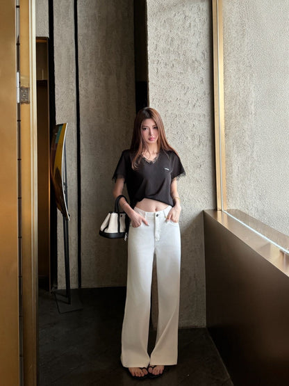 26ss High-waisted wide-leg jeans