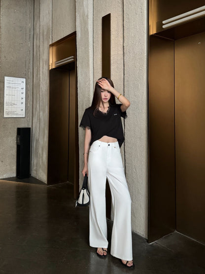 26ss High-waisted wide-leg jeans