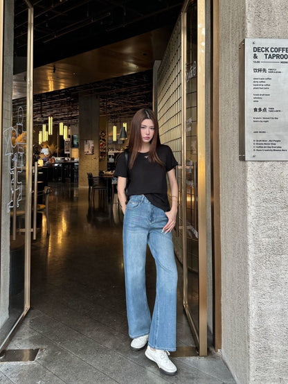 26ss High-waisted wide-leg jeans