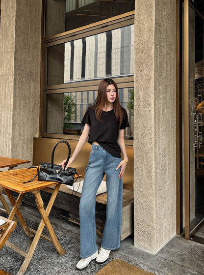 26ss High-waisted wide-leg jeans