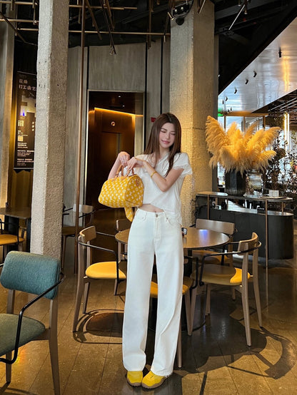 26ss High-waisted wide-leg jeans