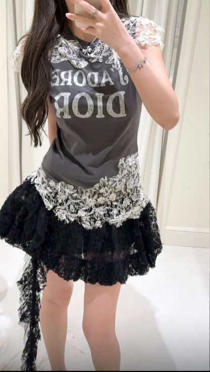 26ss 3D Lace Bubble Tulip Skirt