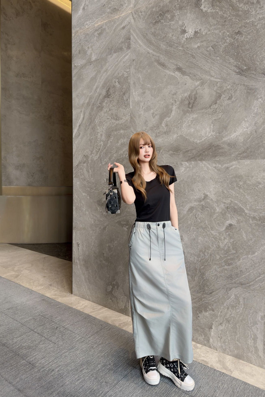 26ss Drawstring cargo skirt