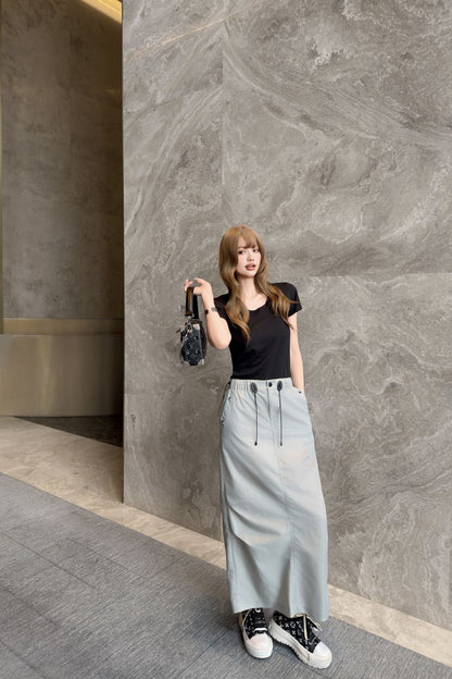 26ss Drawstring cargo skirt