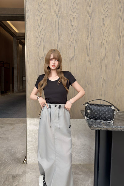 26ss Drawstring cargo skirt