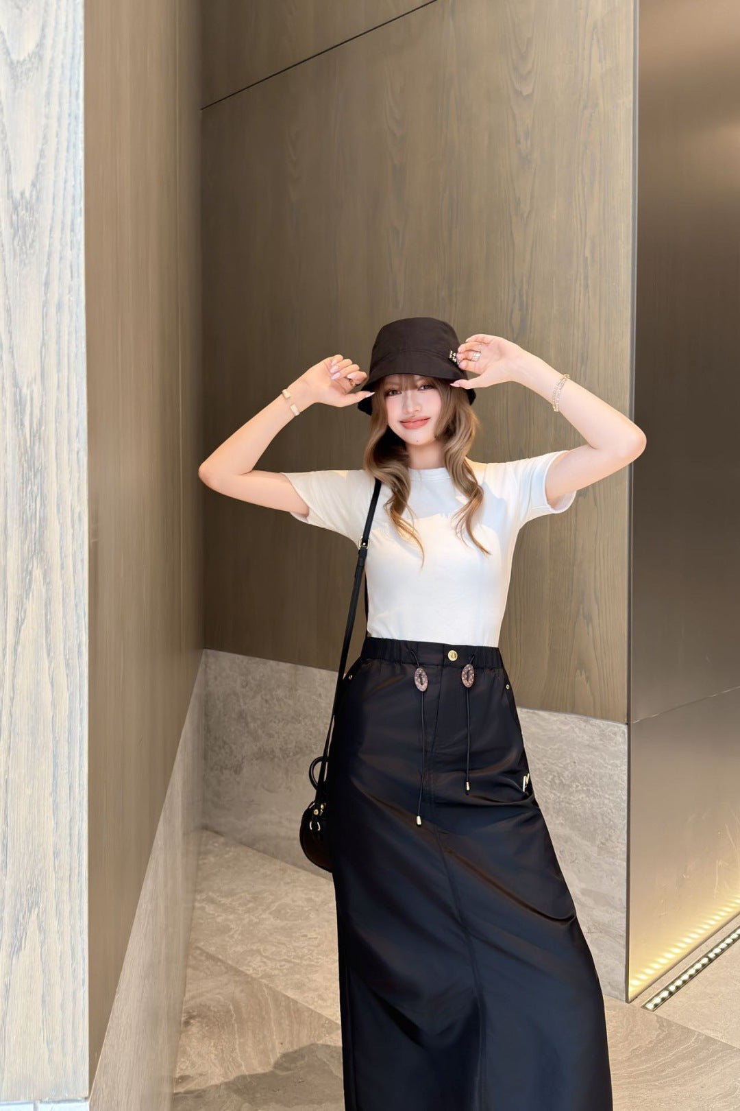 26ss Drawstring cargo skirt
