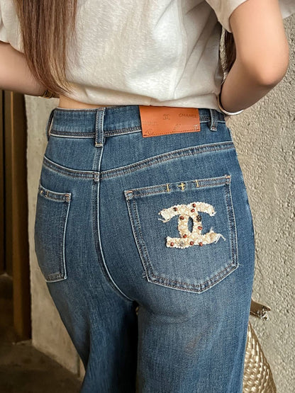 26ss High-waisted wide-leg jeans
