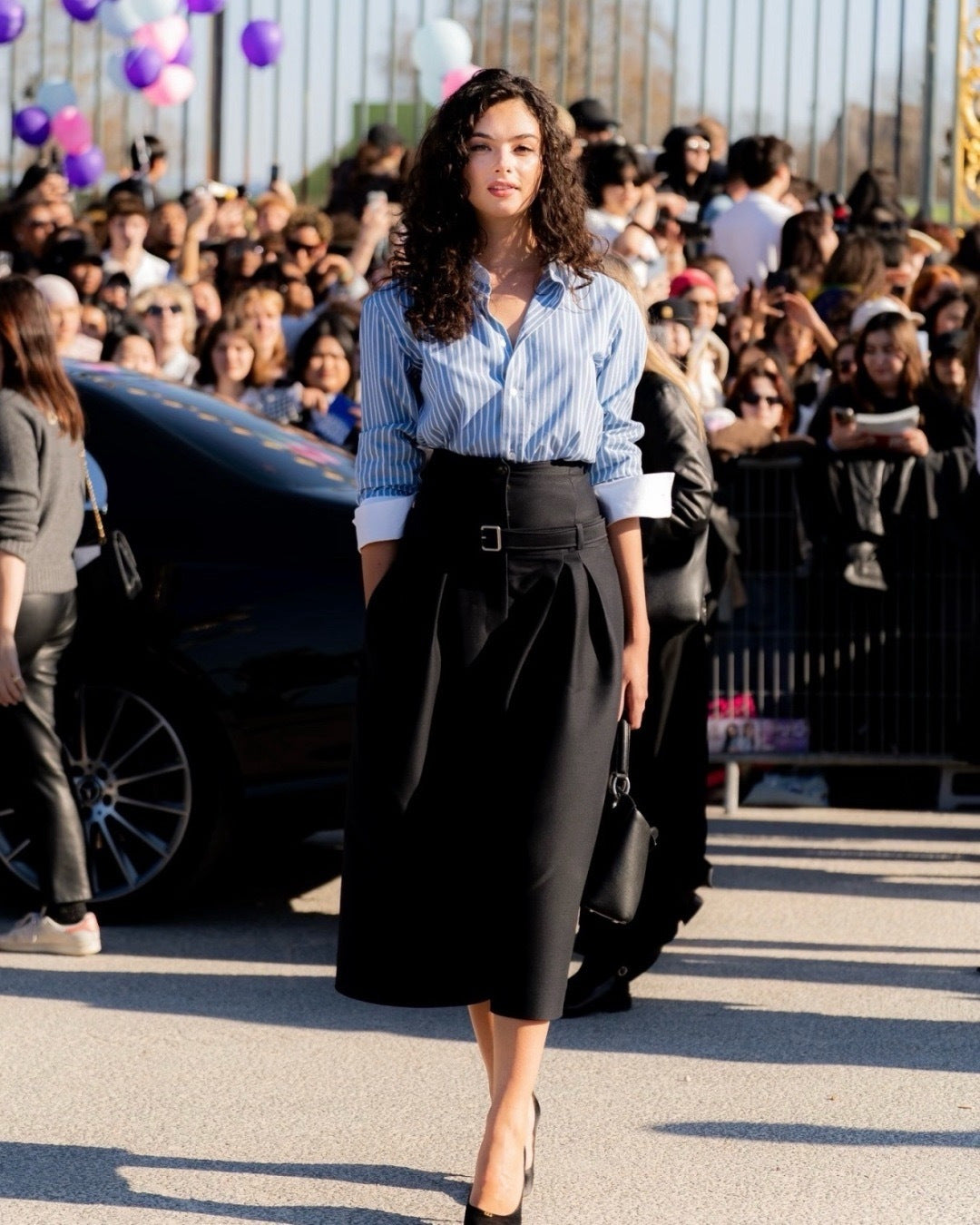 26ss High-waisted cropped wide-leg pants