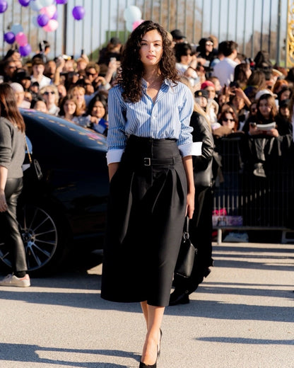 26ss High-waisted cropped wide-leg pants