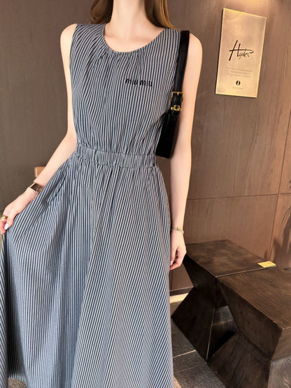 26ss Striped sleeveless dress