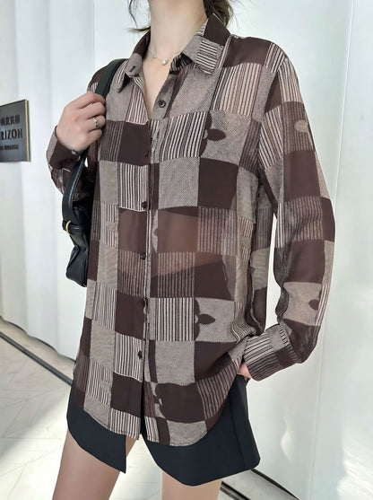 26ss Checkered print loose-fitting sun-protective shirt